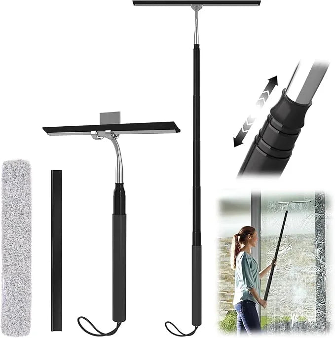 Shower Squeegee with Long Handle, 15-51" Telescopic Squeegee for Window Cleaning, Window Squeegee for Glass Doors, Extendable Window Cleaner Tool for Tile Walls, Sliding Door, Floor, Car Windshield - NeatNest
