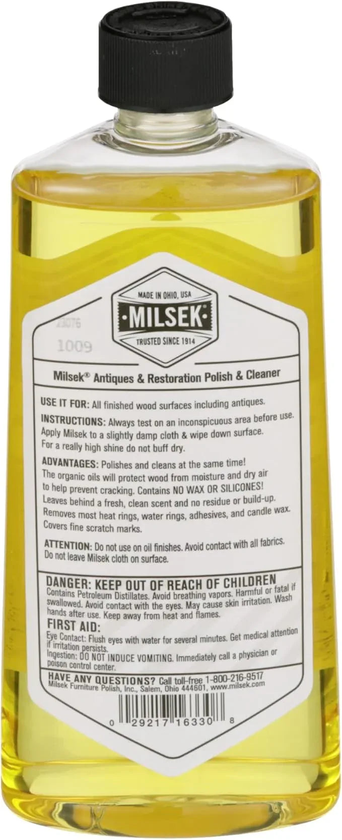 Milsek Antiques & Restoration Polish with Lemon Oil & Microfiber Cleaning Towel, 12-Ounce, ART-1, Yellow, Antique Cleaner & Cloth - NeatNest