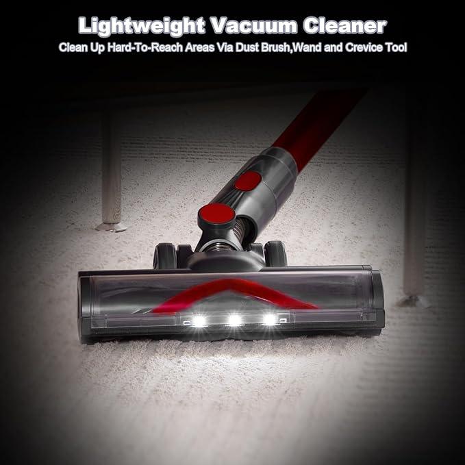 Vacuum Cleaners for Home - Cordless Stick Vacuum Cleaner, Lightweight High Power Vac for Pet Hair Carpet Hardwood Floor, Handheld Portable Wireless Rechargeable Battery Household Vac,Red - NeatNest