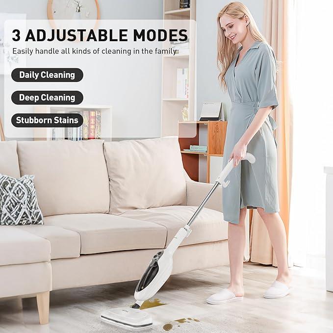 Secura Steam Mop 10-in-1 Convenient Detachable Steam Cleaner, White Multifunctional Cleaning Machine Floor Steamer with 3 Microfiber Mop Pads - NeatNest