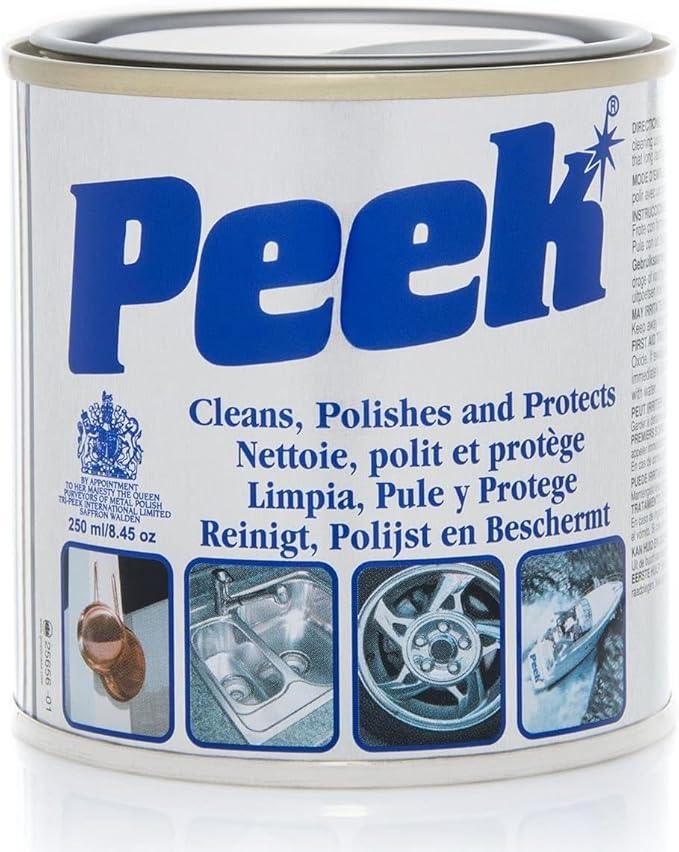 Tri-Peek Peek Polish, Multipurpose Metal Cleaner, Polish and Protect All Metals & Fibreglass, Aluminum, and Chrome Metal Polisher, Silverware, Glass & Acrylics Cleaner, 250ml (9.83 oz) Canister - NeatNest