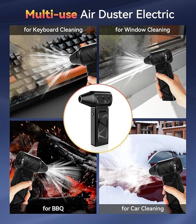 Upgraded Compressed Air Duster, 360000 RPM Electric Air Duster with 5 Gear Power Motor, 8000mAh Rechargeable Cordless Mini Blower Jet Turbo Fan Replace Air Can for Computer Keyboard Car Outdoor - NeatNest
