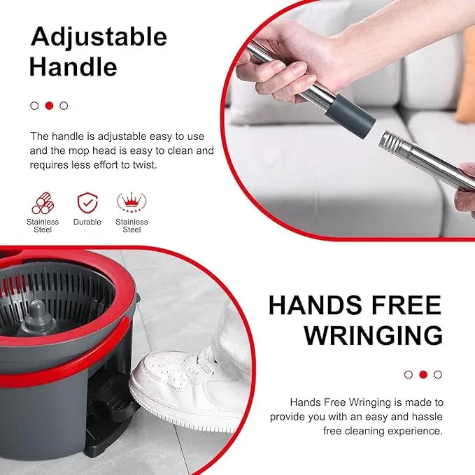 360° Spin Mop and Bucket Set Cleaning System,Mop and Bucket with Wringer Set for Home,Wet Dust Mop for Floor Cleaning with 4 Mop Heads - NeatNest