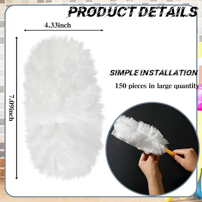 Vesici 150 Pcs Duster Refills Compatible with Swiffer Dusters Bulk Disposable Replacement Thickened with 1 Handle Heavy Duty for Cleaning, Office (White) - NeatNest