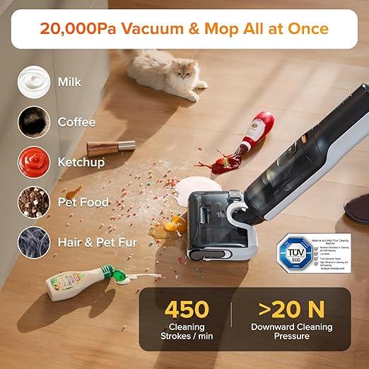 roborock F25 LT Wet Dry Vacuum Cleaner and Mop, 20000Pa Cordless Vacuum Mop Combo, 194°F High Temperature Self Cleaning & Hot Air Flash Drying, 180° Lie-Flat Hard Floor Cleaner, Edge to Edge Cleaning - NeatNest