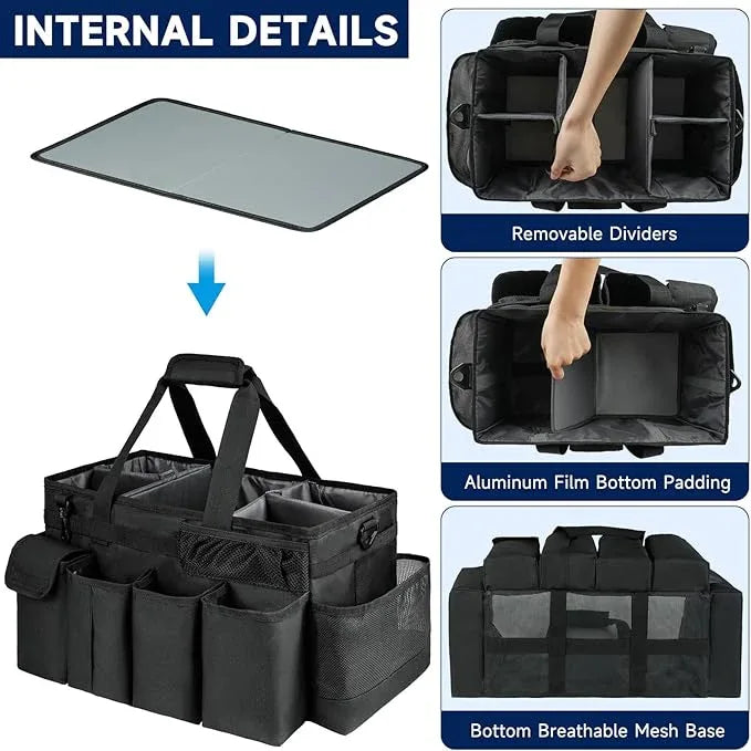 Cleaning Caddy Bag,Extra Large Cleaning Supplies Organizer with Handle for Housekeepers,Black - NeatNest