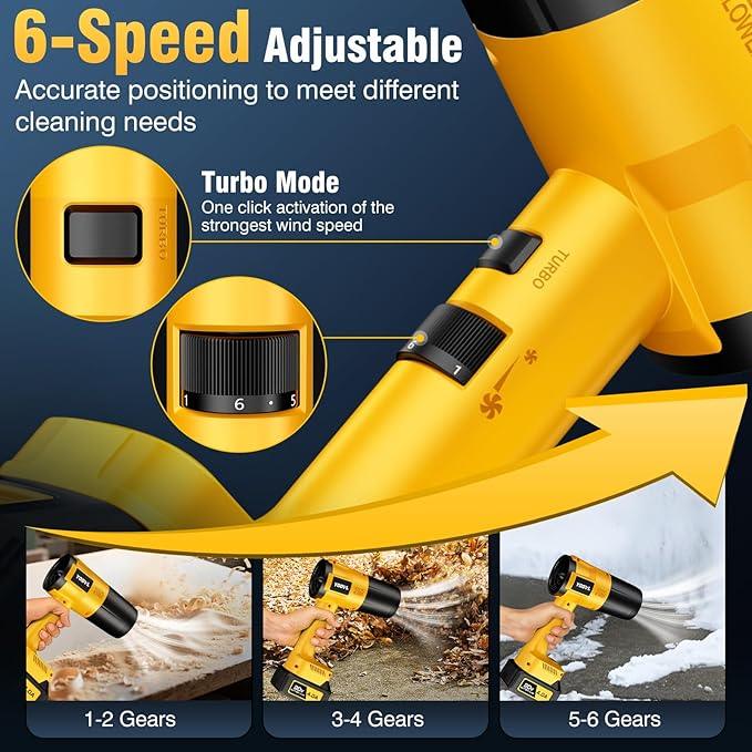 Leaf Blower Cordless, Handheld Leaf Blower with 2 Battery and Charger, 6 Speed Modes, Lightweight Blower for Patio, Lawn, Yard, Dust, Blowing Leaves - NeatNest