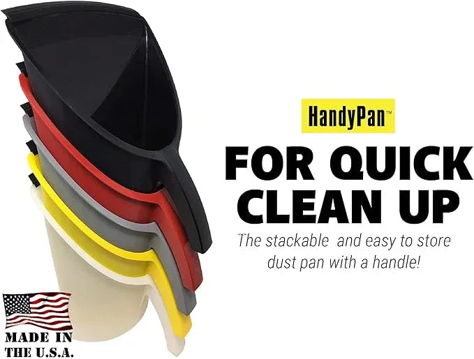 HandyPan Heavy Duty Dustpan, Black - Large Dust Pan Made in the USA with Tight Seal Lip to Keep Dust, Dirt, Debris In-Great for Home, Shop, Garage, Use-Stackable, Standing Dustpan for Wet or Dry Tasks - NeatNest
