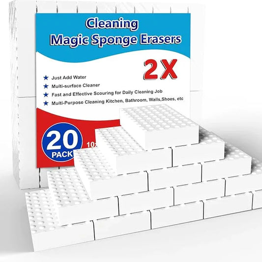 Magic Sponge Erasers, 20 Pack 2X Density Stronger Melamine Sponge Foam Pads, Multi-Functional Household Cleaning Supplies Cleaner for Kitchen, Bathroom, Bathtub, Sink, Wall Cleaner - NeatNest