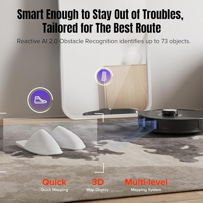 roborock S8 MaxV Ultra Robot Vacuum & Sonic Mop, 10000 Pa Suction, Corner to Edge Deep Cleaning, Hot Air Self-Drying, Auto Empty & Refill, Detergent Dispenser, Obstacle Avoidance, Black - NeatNest