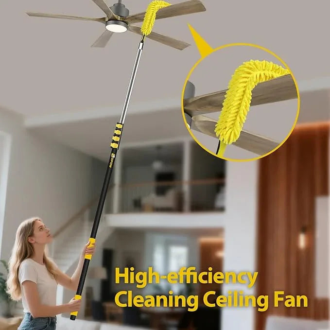 30 Foot High Ceiling Duster Kits with 7-24ft Heavy Duty Extension Pole, High Reach Duster for Cleaning,Microfiber Feather Duster,Cobweb Duster,Ceiling Fan Duster,Window Squeegee & Cleaner - NeatNest