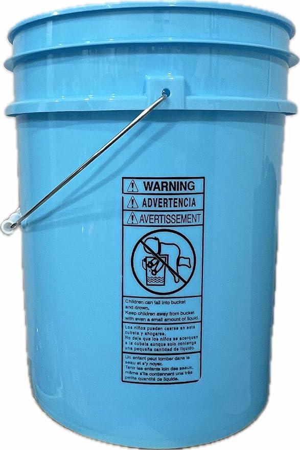 House Naturals 5 Gallon Food Grade Made in USA Plastic Bucket with Screw On Air Tight Double Gasket lid, (Pack of 3) (Aqua Buckets -Aqua Lids) - NeatNest