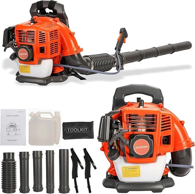 Backpack Leaf Blower,52CC Backpack Leaf Blower Gas Powered,550CFM 2-Stroke Engine Gas Leaf Blower,Powerful Air Cooling Gasoline Backpack Blower Snow Blower for Garden Yard (550CFM Square) - NeatNest