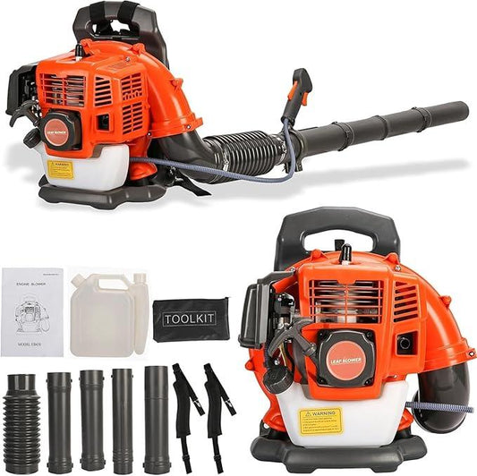 Backpack Leaf Blower,52CC Backpack Leaf Blower Gas Powered,550CFM 2-Stroke Engine Gas Leaf Blower,Powerful Air Cooling Gasoline Backpack Blower Snow Blower for Garden Yard (550CFM Square) - NeatNest