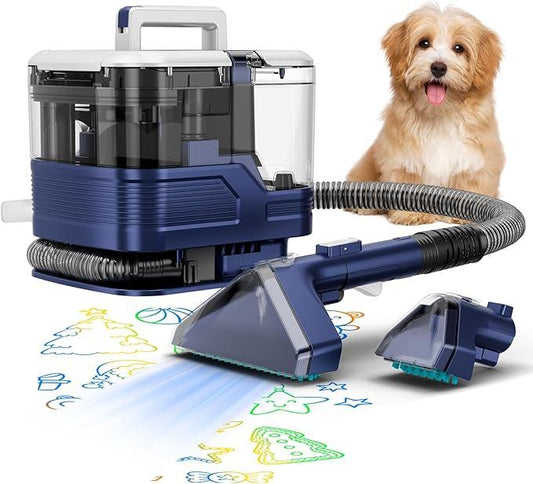 New Multi-Portable Carpet and Upholstery Cleaner, 21Kpa Carpet Cleaner Machine, Deep Stain Cleaning for Carpet, Car Seats, Pets, Couches, with Dual Brush & Large Removable Tank(Blue) - NeatNest