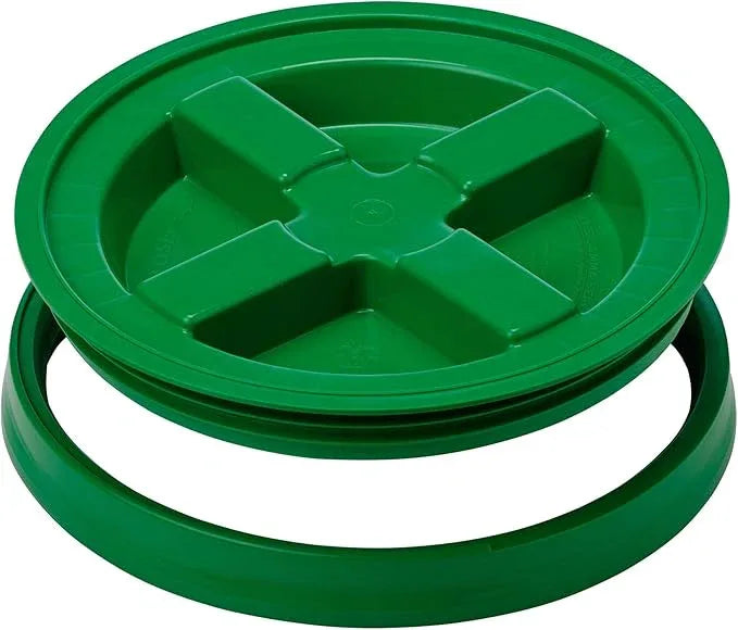 House Naturals 3.5 Gallon Food Grade Grey Bucket Pail with Green Screw on Air-Tight Lid (Pack of 4) BPA Free containers -Made in USA - NeatNest