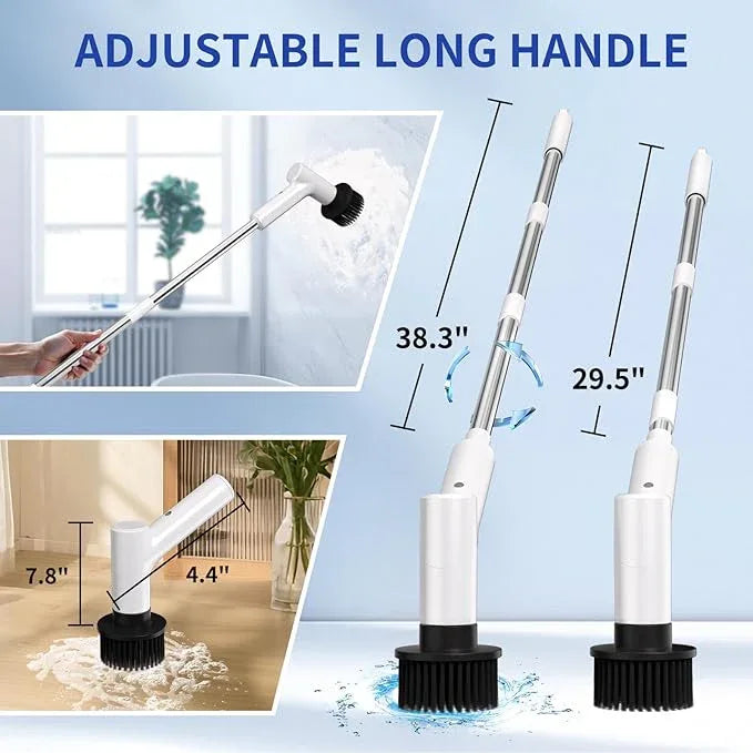 Electric Spin Scrubber, Cordless Shower Scrubber with 7 Replacement Brush Heads, IPX5 Waterproof Bathroom Scrubber with Adjustable Handle, 2 Speed Power Cleaning Brush for Cleaning - NeatNest