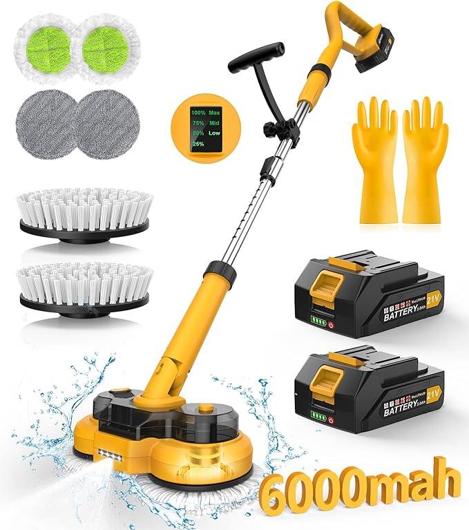 qimedo 6000mAh Battery Cordless Electric Mop M1 Pro, 800RPM Electric Power Scrubber & Mops for Floor Cleaning, Automatic Spin Mops with Smart Display,Rotating Mop with LED Light & Water Spray - NeatNest