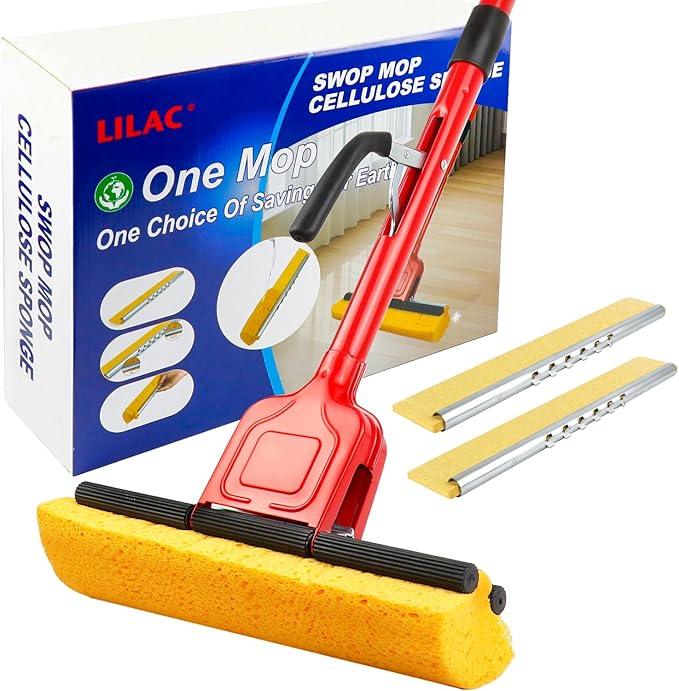 4 Pack of Replaceable Compressed Cellulose Sponge Mop Heads,Size:12.8 Inch(only 4 mop Heads not Include Handle) - NeatNest