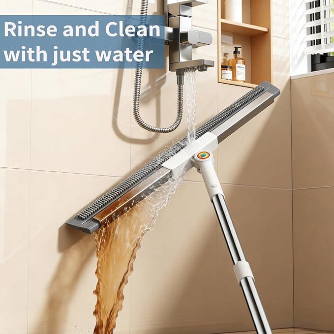 Squeegee Broom for Floor, Rubber Silicone Magic Broom with 180° Rotating Head & 63" Long Handle, Floor Squeegee Broom for Indoor/Outdoor Floor Cleaning, Pet Hair, Tile, Garage Concrete, Glass - NeatNest