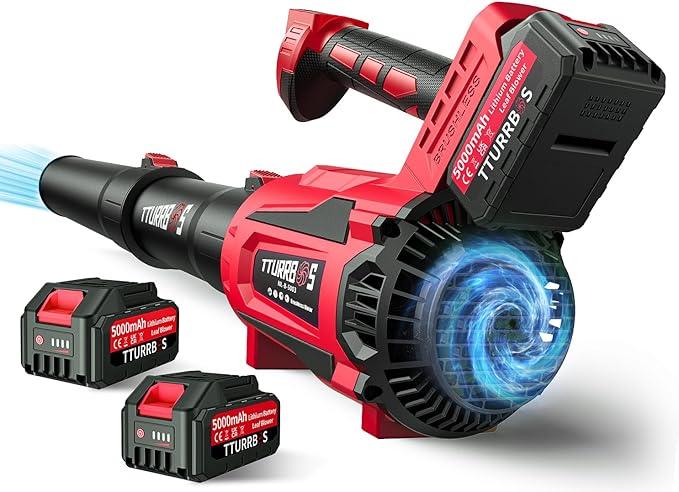 Leaf Blower Cordless - 650CFM Brushless Motor Leaf Blower with 6-Speed Control & Ergonomic Handle - Includes 2 x 5.0Ah Batteries & Fast Charger - Blowers for Lawn Care, Yard, Patio, Leaves, Snow, Dust - NeatNest