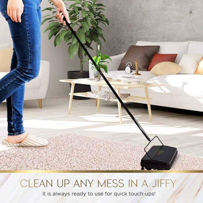 Fuller Brush 17031 Electrostatic Carpet & Floor Sweeper - 9" Cleaning Path - Lightweight - Ideal for Crumby Messes - Works On Carpets & Hard Floor Surfaces - Gold - NeatNest