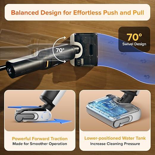 roborock F25 LT Wet Dry Vacuum Cleaner and Mop, 20000Pa Cordless Vacuum Mop Combo, 194°F High Temperature Self Cleaning & Hot Air Flash Drying, 180° Lie-Flat Hard Floor Cleaner, Edge to Edge Cleaning - NeatNest