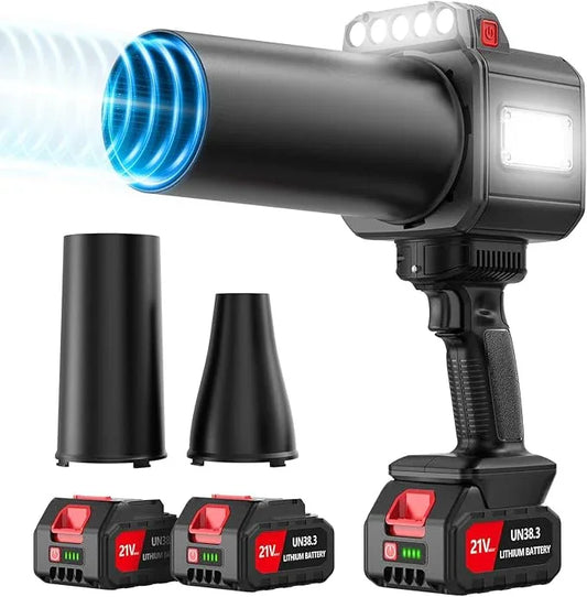 DEGGE Brushless Leaf Blower Cordless, Handheld Leaf Blowers with LED Work Light, Two Interchangeable Nozzles, Turbo Jet Blower for Lawn Care, Patio Cleaning, Garage Dust & Outdoor Use - NeatNest