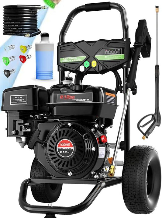 4200PSI Pressure Washer 4.0GPM Gas Power Washer 212CC Gas Powered Washing Machine Commercial High Pressure Washer with 25ft Hose&5 Nozzles for Patio Garden Yard Vehicle,EPA/CARB/ETL (Black) - NeatNest