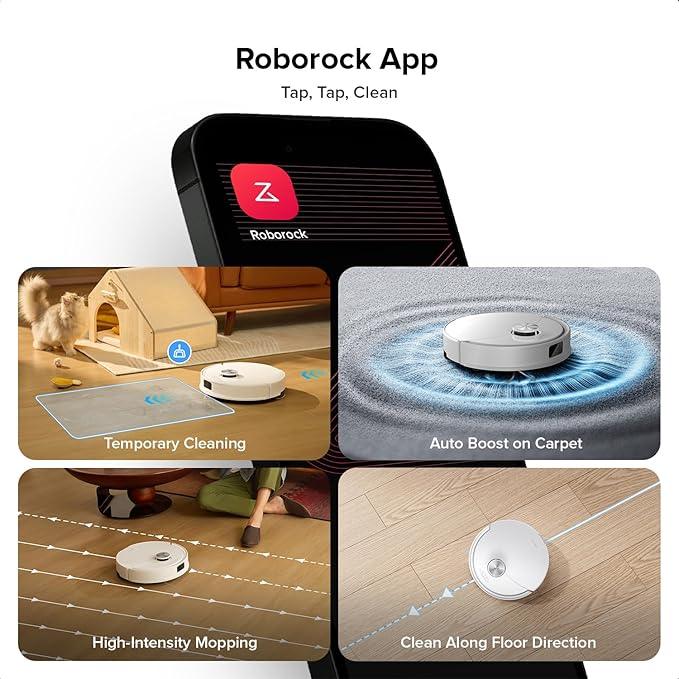 roborock Q10 S5 Robot Vacuum and Mop Cleaner, 10000Pa HyperForce Suction, Dual Anti-Tangle System, Auto-Lifting Mop, ReactiveTech Obstacle Avoidance, App Control, for Pet Hair and Carpet, White - NeatNest