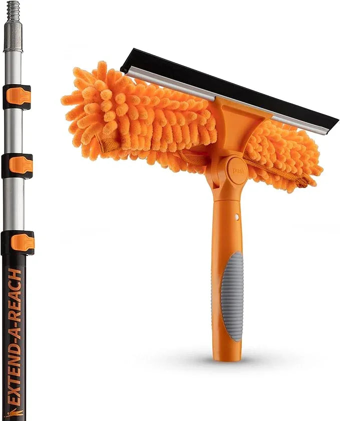 4-12 ft Window Washing Kit with Extension Pole (20+ Foot Reach) // Window Cleaning Tool & Window Washer Squeegee with Telescopic Extension Pole // Best Indoor Outdoor Window Washing Equipment - NeatNest