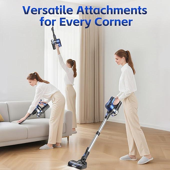 Cordless Vacuum Cleaner for Home, 45Kpa Lightweight Stick Vacuum with Powerful Suction, Rechargeable Battery Up to 50mins, Handheld Vacuum Cleaners for Carpets, Pet Hair, Hardwood Floors -Dark Blue - NeatNest