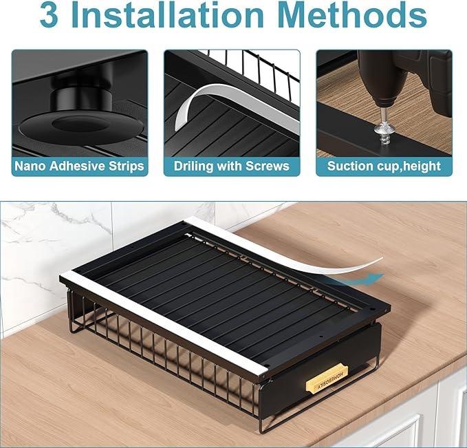 Under Sink Organizer, Kitchen Under Sink Organizers and Storage, Mute Pull Out Cabinet Organizer Shelf, Metal Sliding Drawer for Kitchen Bathroom Pantry Cabinet Closet Organization Rack, Black - NeatNest