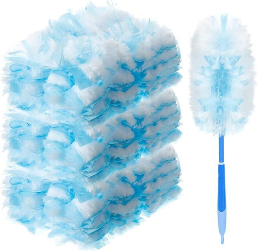 Vesici 150 Pcs Duster Refills Compatible with Swiffer Dusters Bulk Disposable Replacement Thickened with 1 Handle Heavy Duty for Cleaning, Office (Blue) - NeatNest