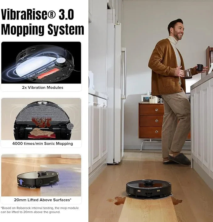roborock S8 MaxV Ultra Robot Vacuum & Sonic Mop, 10000 Pa Suction, Corner to Edge Deep Cleaning, Hot Air Self-Drying, Auto Empty & Refill, Detergent Dispenser, Obstacle Avoidance, Black - NeatNest