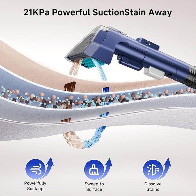 New Multi-Portable Carpet and Upholstery Cleaner, 21Kpa Carpet Cleaner Machine, Deep Stain Cleaning for Carpet, Car Seats, Pets, Couches, with Dual Brush & Large Removable Tank(Blue) - NeatNest