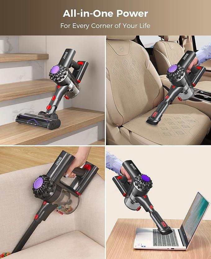 Cordless Vacuum Cleaner, 450W 40KPA Vacuum Cleaners for Home, 45 Mins Lightweight Stick Vacuum with LED Display, Anti-Tangle, Rechargeable Battery Vacuum for Carpet,Pet Hair,Hardwood Floor - NeatNest