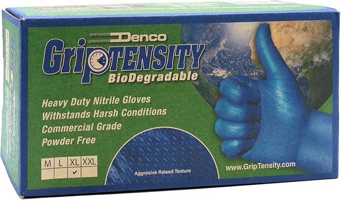 DENCO DISTRIBUTING, INC. Griptensity Biodegradable Textured Nitrile Gloves - Powder & Latex Free - 6MIL - 10 Boxes Per Case - NeatNest