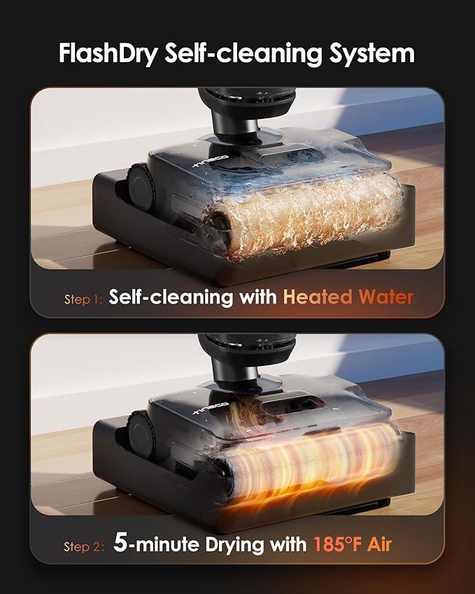 Tineco Floor One S7 Stretch Steam Cordless Wet Dry Vacuum Steam Mop All-in-One, 320℉ HyperSteam, 180° Lay-Flat, Anti-Tangle Design, FlashDry Self-Cleaning, Up to 75 Min Runtime - NeatNest