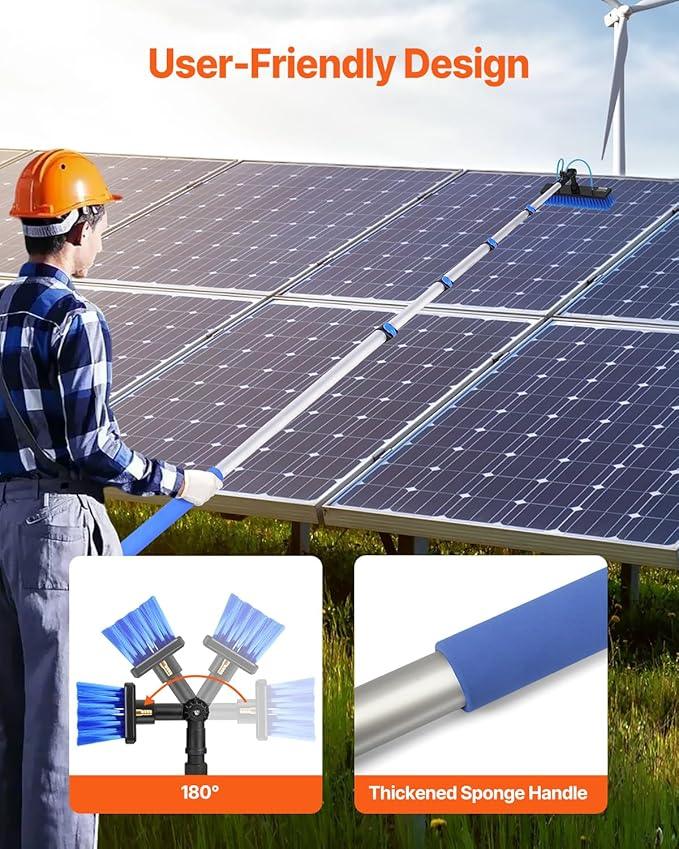 VEVOR Water Fed Pole Kit, 30FT Solar Panel Cleaning Pole with Extendable Handle, 180° Rotatable Brush Head & 65.6FT Hose, Household & Outdoor Window Cleaner Tool for Caravan Solar Panel Deck - NeatNest