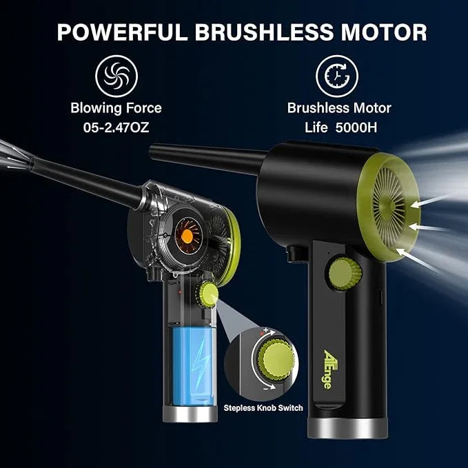 Compressed Air Duster, Electric Air Duster, Handheld Cordless Air Duster, Stepless Speed Motor, 6000mAh Rechargeable Air Blower, Type-C Fast Charge, for Computer, Keyboard, Pet House… - NeatNest