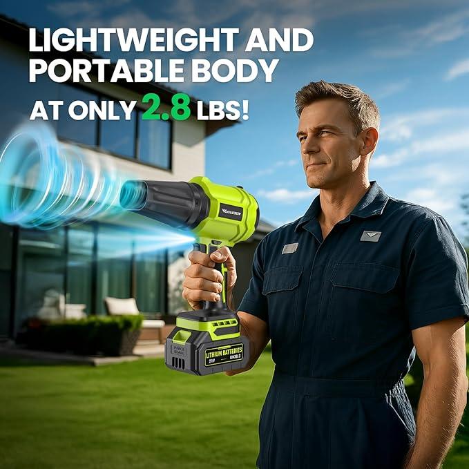 Cordless Leaf Blower, 980,000 RPM Handheld Leaf Blower with 2 X 4.0Ah Batteries & Charger, Lightweight Leaf Blowers for Patio Cleaning, Lawn Care, Leaves, Dust - Light Green - NeatNest