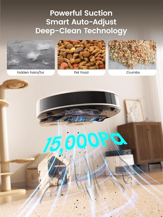 Lefant LiDAR Robot Vacuum and Mop, 15000Pa Suction, 90-Day Self-Emptying, Obstacle Avoidance, Auto Mop Washing&Drying, All-in-One for Pet Hair Carpet, 5G WiFi Alexa/APP/iWatch Control, M3 - NeatNest
