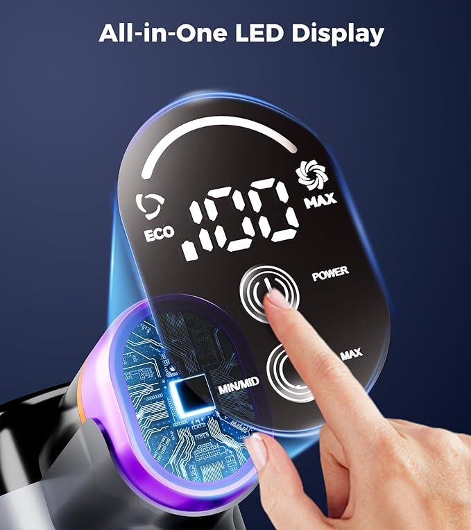 Cordless Vacuum Cleaner, 550W 45Kpa Vacuum Cleaners for Home, 60Mins Stick Vacuum with LED Display, Self-Standing & Anti-Tangle, 8-in-1 Wireless Vacuum for Carpet Pet Hair Hardfloor - NeatNest