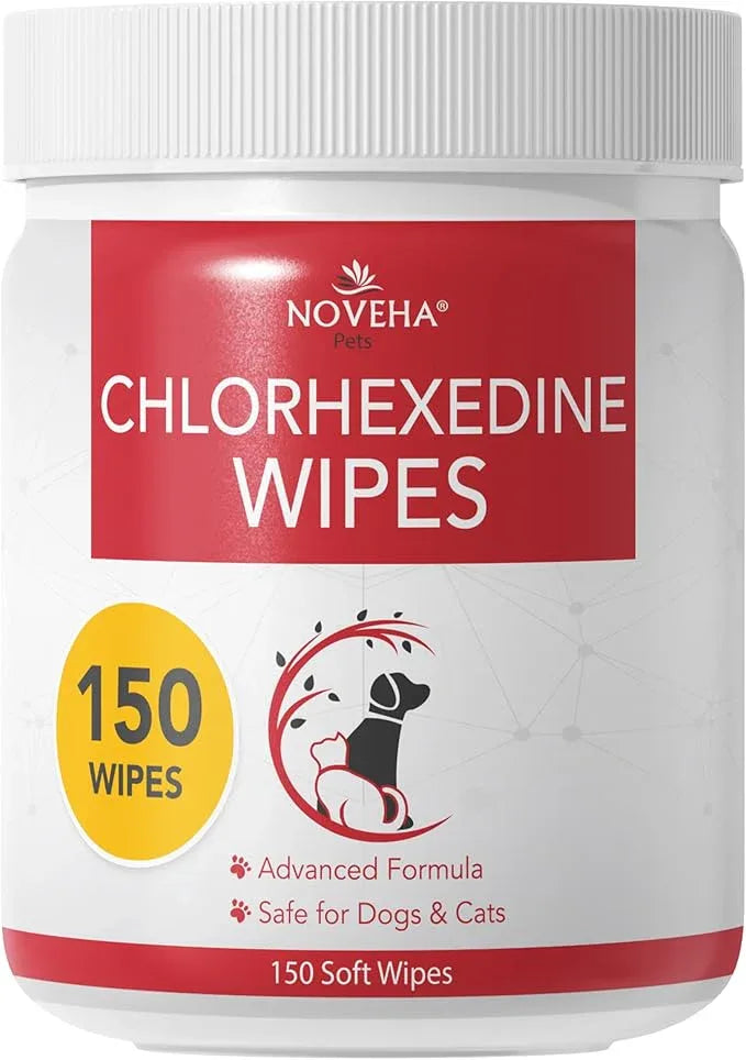 NOVEHA Pet Wipes - Formulated Pet Wipes - for Facial and Finger Folds, Underarms - 3" x 2" Size (150 Counts) - NeatNest