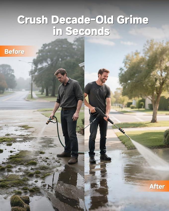 Giraffe Tools Wall Mounted Pressure Washer G30 with Upgraded 1800W Motor, Max 2900 PSI, 2.2 GPM Electric Power Washer with 100ft Retractable Black Pressure Hose, Automatic Rewind, Light Silver - NeatNest