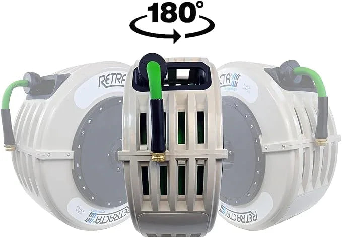 Macnaught Retractable Garden Hose Reel, 60 Ft Water Hose Reel Heavy Duty Retractable Hose with Metal 180° Swivel Rotation Bracket for Wall Mount - Green - NeatNest