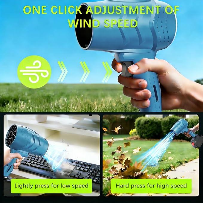 Leaf Blower Cordless with Battery and Charger,21V Electric Handheld Leaf Blower, 950000RPM Powerful Fan with Adjustable Speed, Lightweight Blower for Patio, Lawn, Blowing Leaves and Snow(Blue) - NeatNest