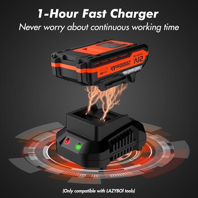 Leaf Blower Cordless - 21V Powerful Electric Leaf Blower with 2 Batteries and Charger, 2 Speed Modes, 2.0Ah Lightweight Battery Powered Leaf Blowers for Lawn Care, Patio, Dust, Blowing Leaves - NeatNest
