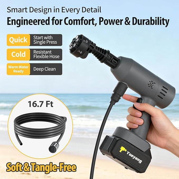 Portable Cordless Pressure Washer: 1160 PSI 2.1GPM Mini Power Washer – Ultra Lightweight 1.26LB Handheld Design with Batteries – Compact Electric Pressure Cleaner for Car Patio Garden Outdoor - NeatNest